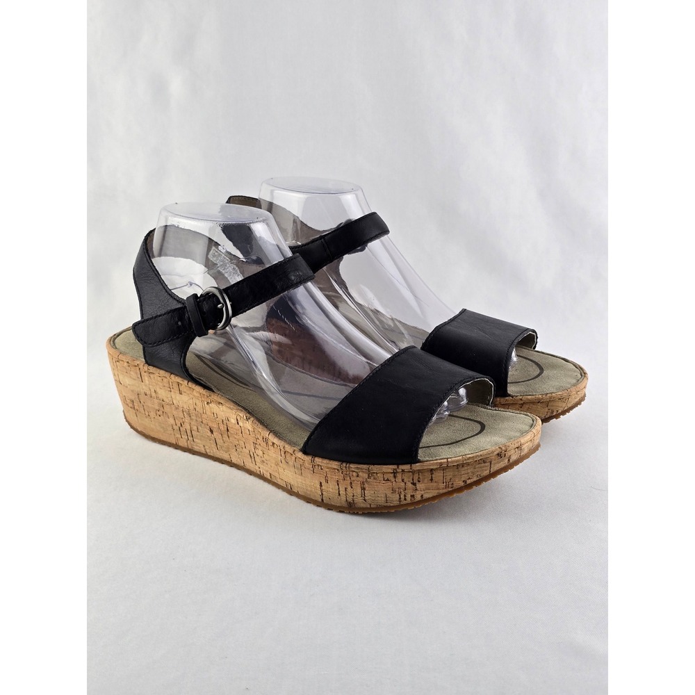 Eddie Bauer Women's Platform Cork Wedge Slingback Sandals Black 11 - Picture 15 of 15